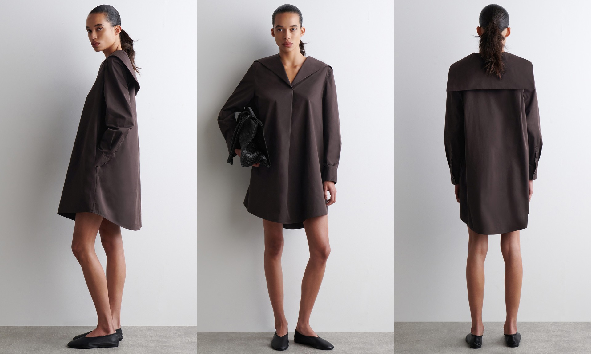 Sailor-Collar Cotton Mini Dress