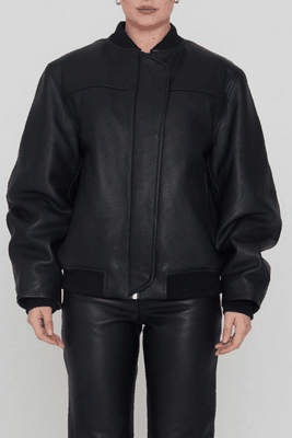 Black Maryan Leather Bomber Jacket from Remain Birger Christensen