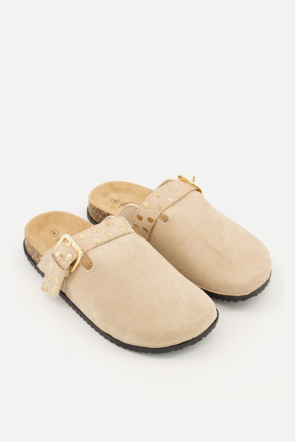 Studded Faux Suede Clogs