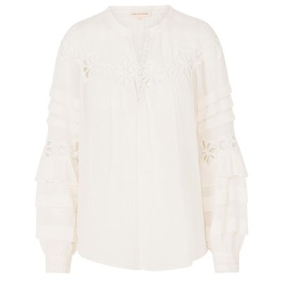 Long Sleeve Pinwheel Top In Snow from Rebecca Taylor