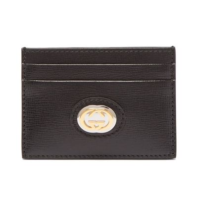 Logo-Plaque Grained-Leather Cardholder from Gucci