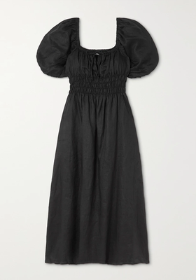 Maurelle Shirred Linen Midi Dress from Faithful The Brand