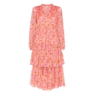 Chiffon Midi Dress Pink Garden from ByTimo