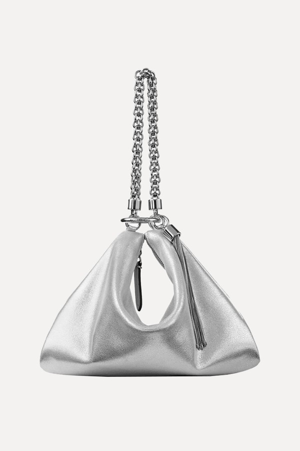 Silver Metallic Leather Clutch Bag from Jimmy Choo