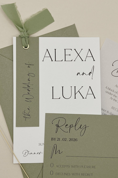 Sage Green Wedding Invitation Set  from Annoushka Paperie Shop 