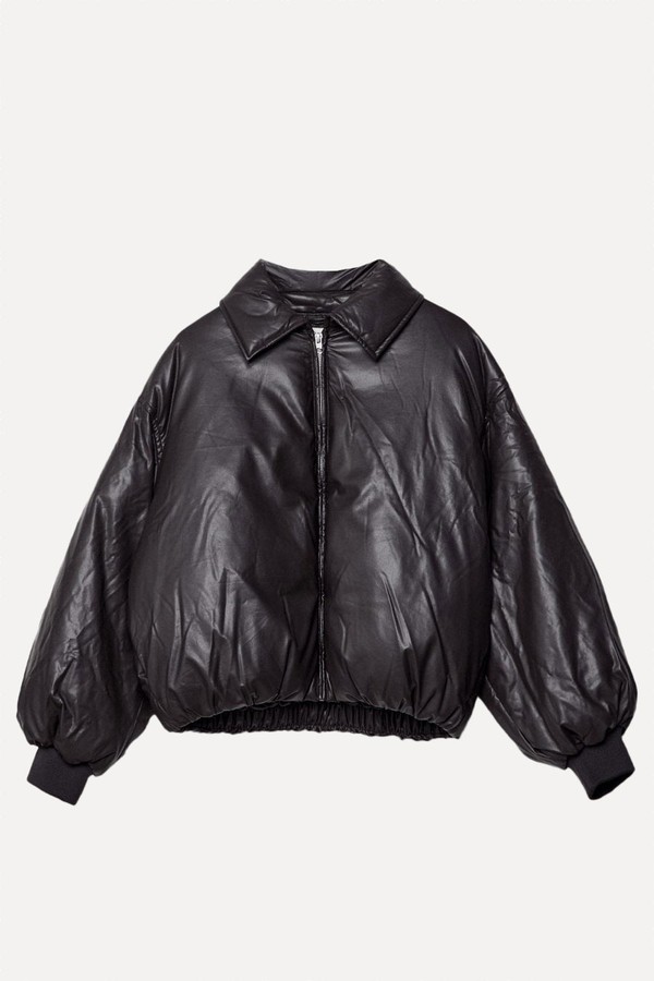 Leather Effect Puffer Jacket from Stradivarius