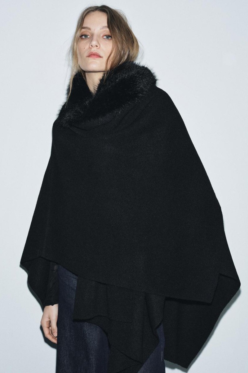 Knit Sheepskin Cape