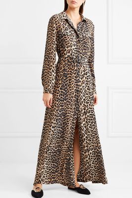 Leopard-Print Silk Maxi Dress from Ganni
