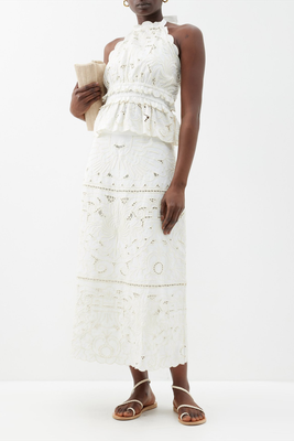 Blaire Broderie-Anglaise Organic-Cotton Skirt from SEA
