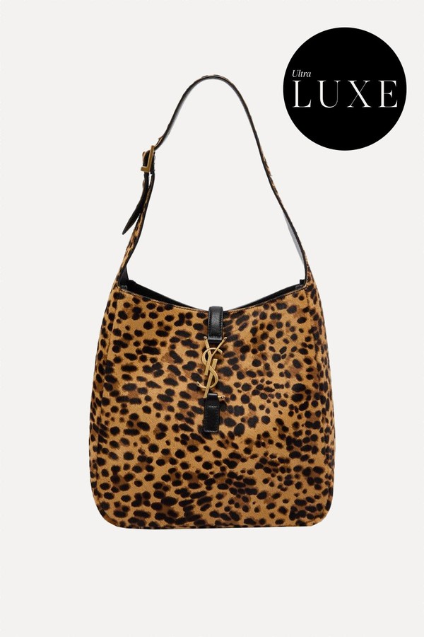 Le 5 Á 7 Small Animal-Print Calf-Hair Hobo Bag from SAINT LAURENT