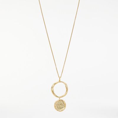 Long Hoop and Disc Pendant Necklace from Modern Rarity