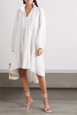 Campo asymmetric linen and silk-blend midi dress from Acheval Pampa