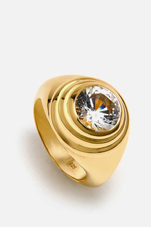 White Sapphire Solarium Gemstone Ring