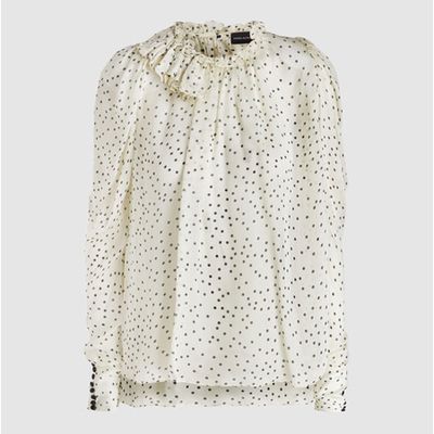 Canazei Ruched Polka-Dot Silk Blouse from Magda Butrym 