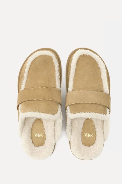 Faux Shearling & Leather Clogs