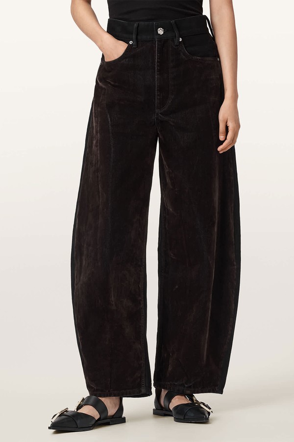 Helena Barrel Leg Flocked Jeans