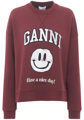 Logo Cotton Blend Fleece Sweatshirt from Ganni