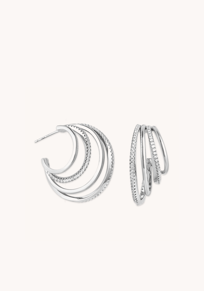 Orbit Crystal Hoops In Silver