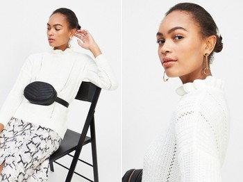 Frill Neck Knitted Jumper