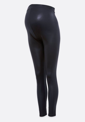 Coated Leather-Look Over Bump Leggings from New Look