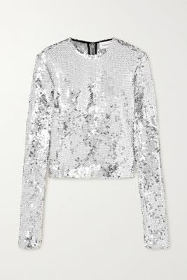 Tanith Sequined Stretch-Tulle Top from 16 Arlington