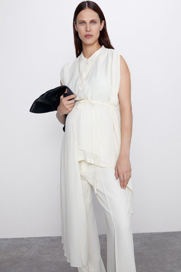 Asymmetric Blouse With Tie Belt