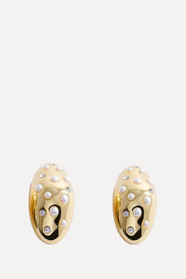 Oval Earrings Pearl Detail