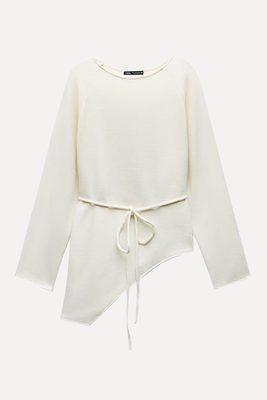 Asymmetric Sweater With Belt  from Zara