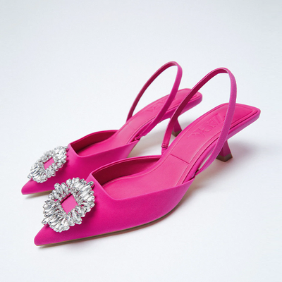 Shimmery Mid-Heel Slingback Shoe from Zara