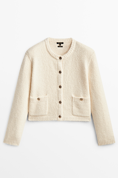 Bouclé Knit Cardigan With Pockets from Massimo Dutti