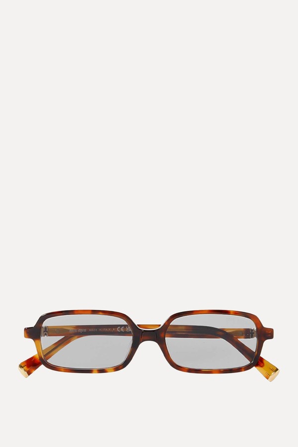 Rectangular-Frame Tortoiseshell Acetate Sunglasses from MIU MIU