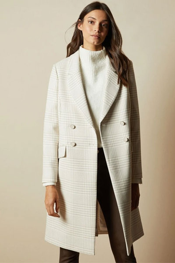 Double Breasted Checked Coat