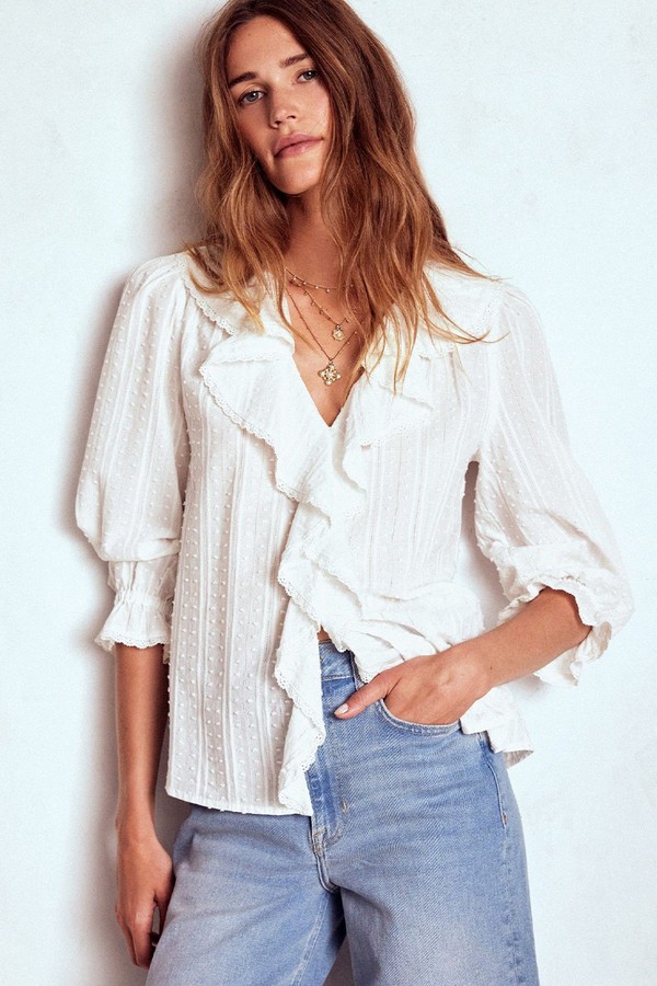 Ruffle V-Neck Blouse from Boden