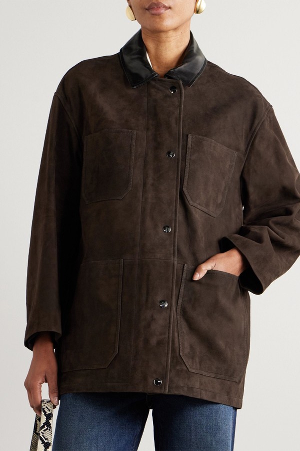 Barn Leather-Trimmed Suede Jacket from Nour Hammour