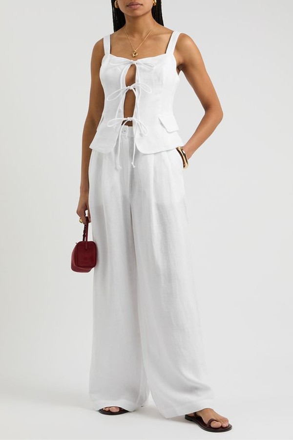 Dona Tie-Fastening Linen Top from Casa Raki 