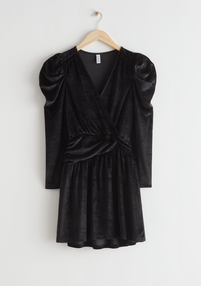 Draped Velvet Mini Dress