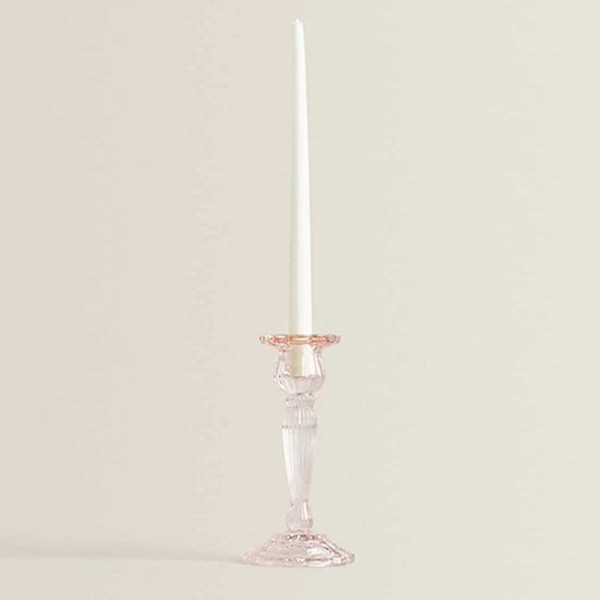 Pink Glass Candlestick
