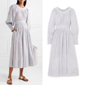 Jett Pleated Striped Metallic Cotton-Blend Dress from Ulla Johnson