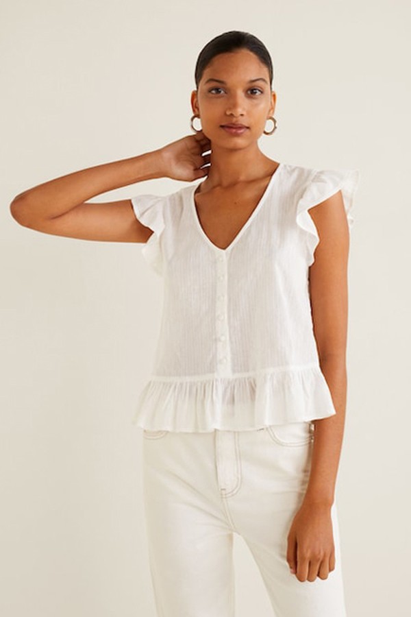 Ruffle Jacquard Top from Mango