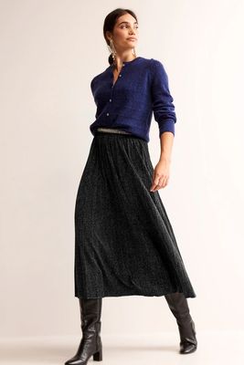 Jersey Metallic Pleated Skirt