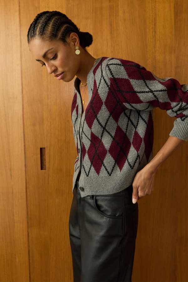 Clemence Wool Blend Argyle Cardigan from Baukjen
