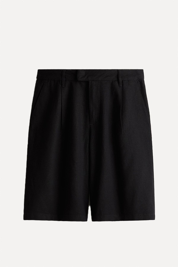 Knee-Length Linen-Blend Shorts