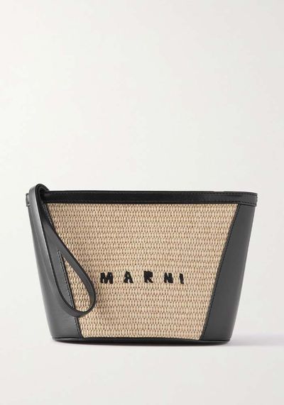 Tropicalia Raffia-Paneled Leather Pouch from Marni