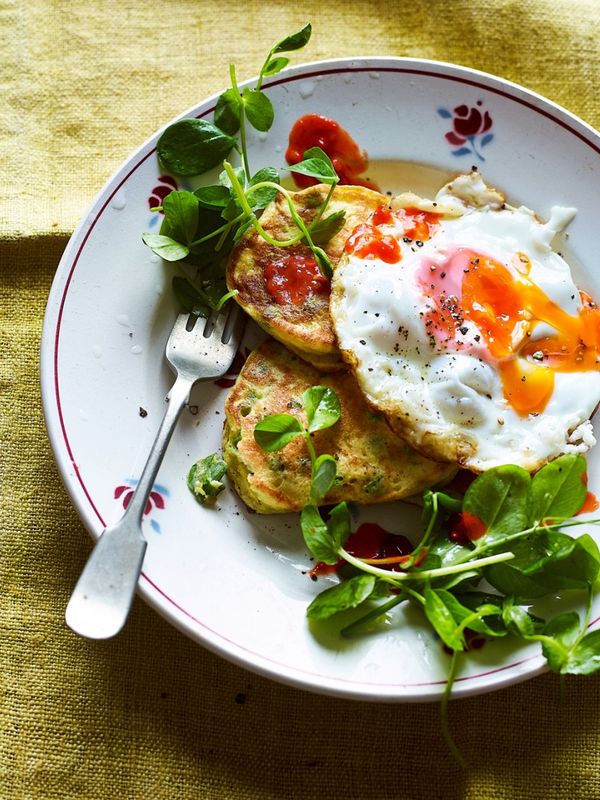 Pea Fritters With Crispy Egg