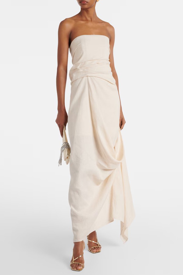 Caravaggio Draped Linen Maxi Dress from Staud