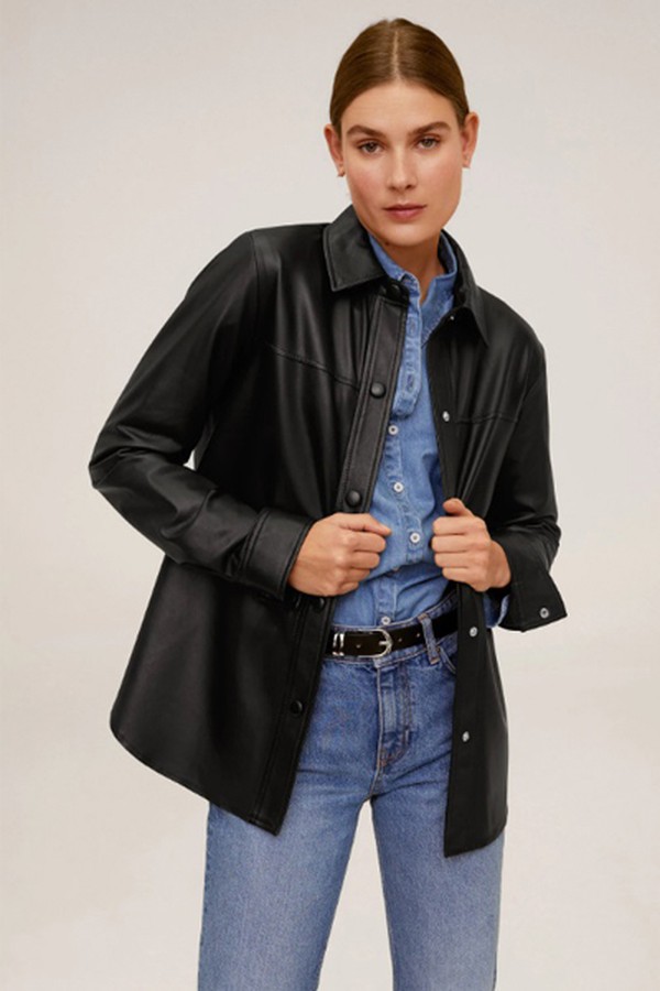 Leather Overshirt from Mango