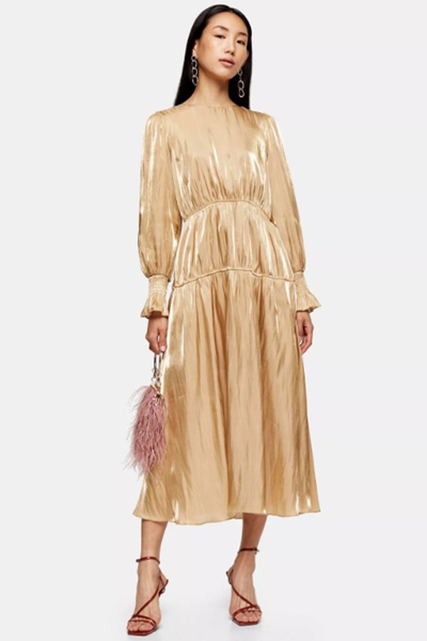 Gold Ruched Dress