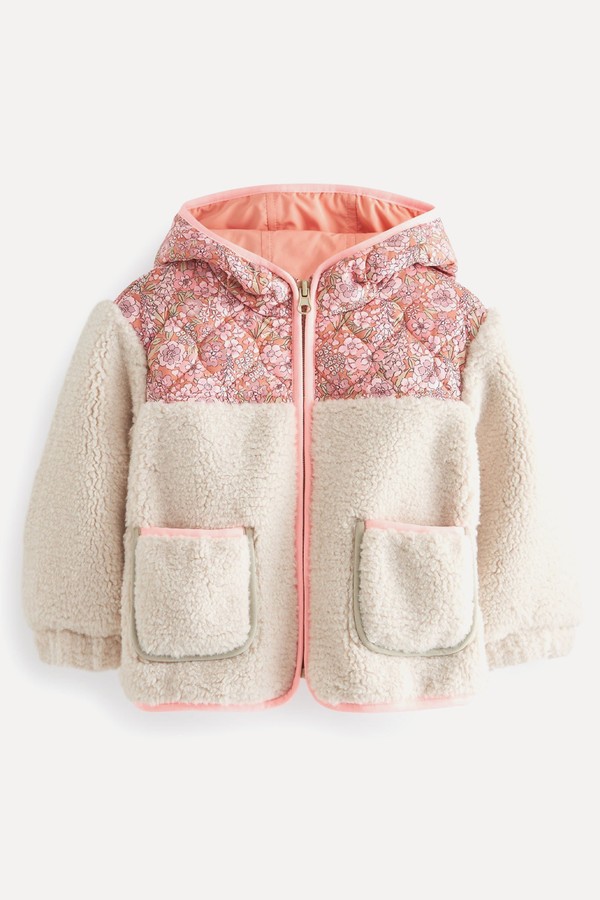 Multi Floral Teddy Printed Nylon & Borg Mix Jacket from Next