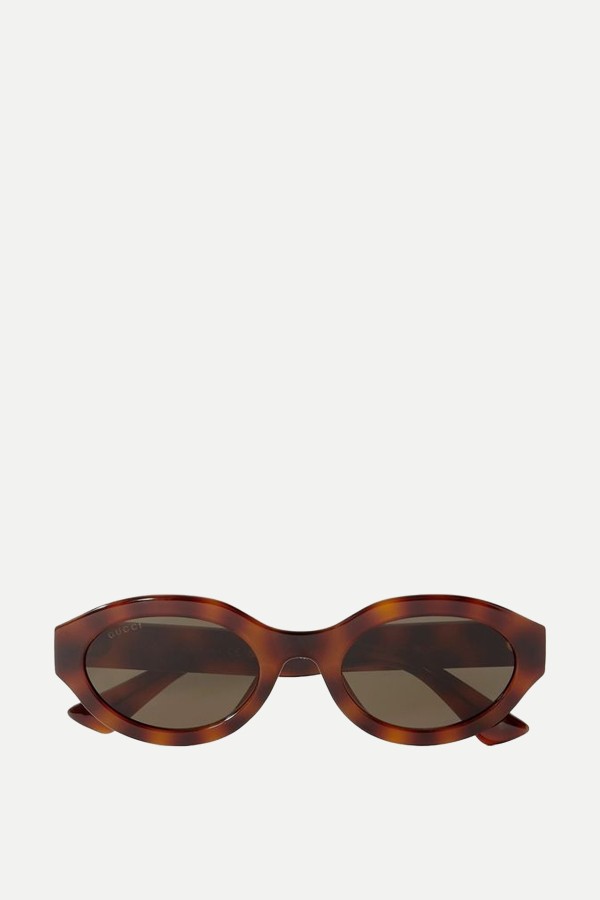 Oval-Frame Tortoiseshell Acetate Sunglasses from Gucci Eyewear