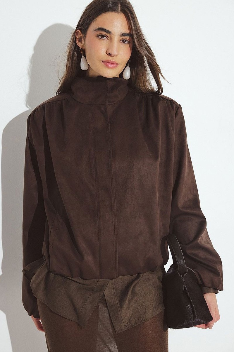 Faux Suede Shoulder Detail Jacket 